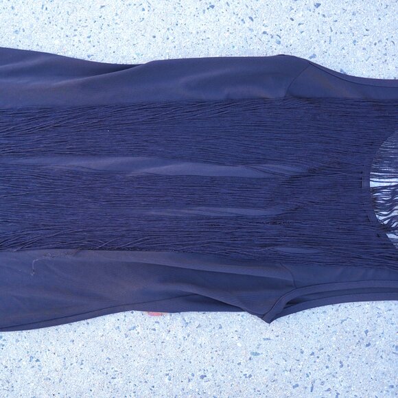 Sam Edelman Black Fringe Flapper Dress M Open Back Cocktail Party Gatsby - Picture 9 of 14